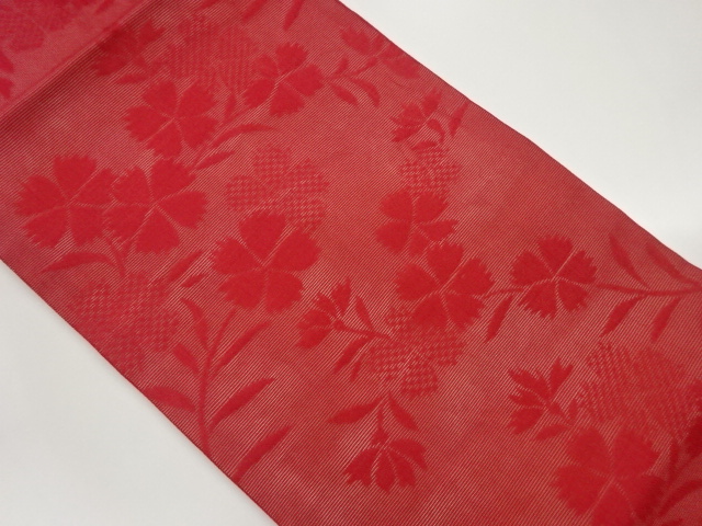  紗 撫子模様織出し名古屋帯